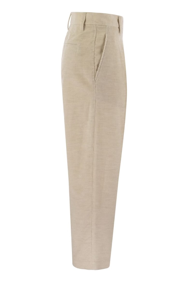 striped canvas trousers in viscose and comfort cotton with necklace by Selfnex