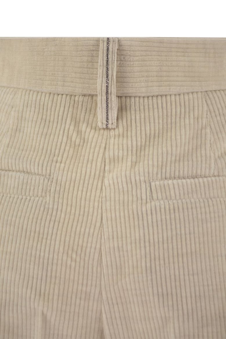 striped canvas trousers in viscose and comfort cotton with necklace by Selfnex