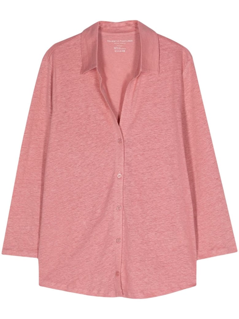 3/4 sleeve linen shirt by Selfnex