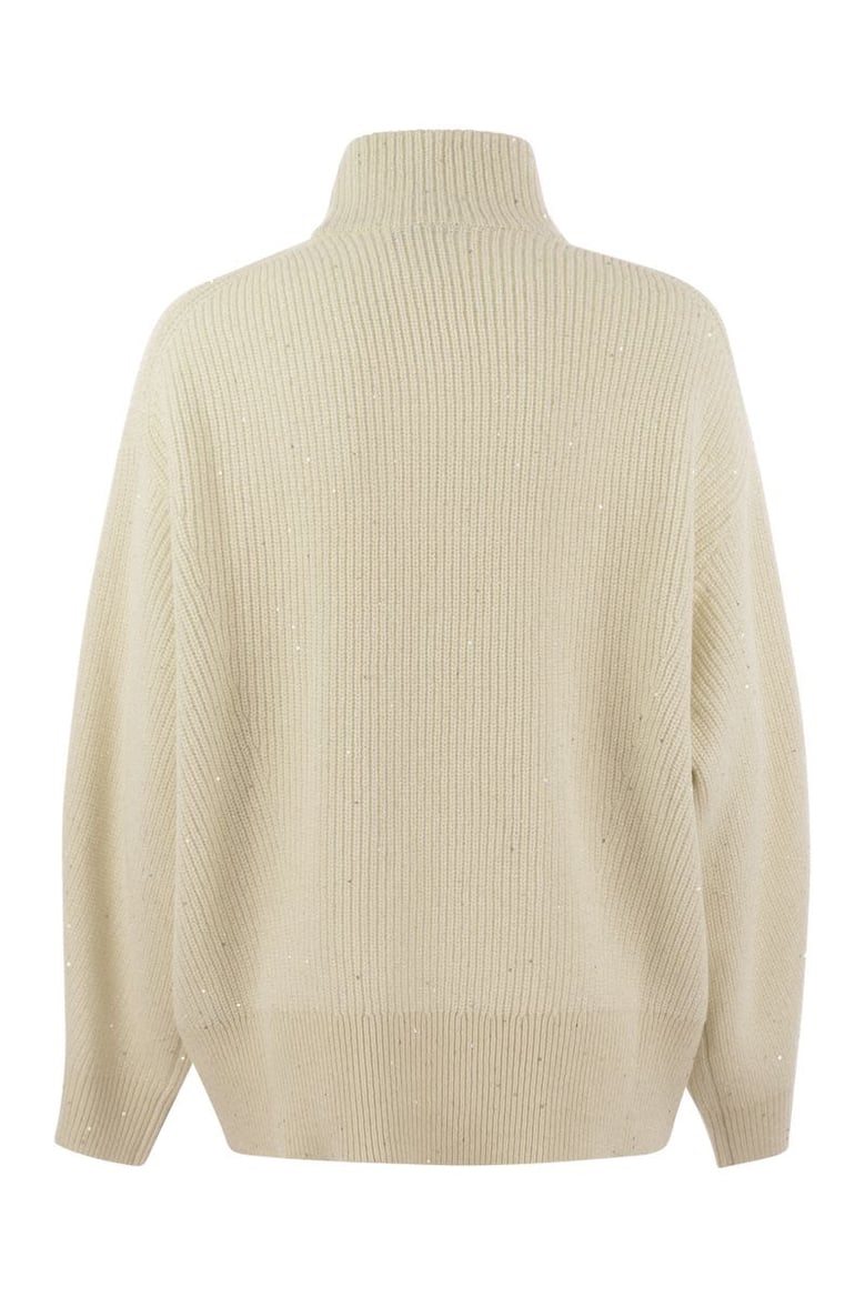 wool and cashmere rib sweater with sequins by Selfnex