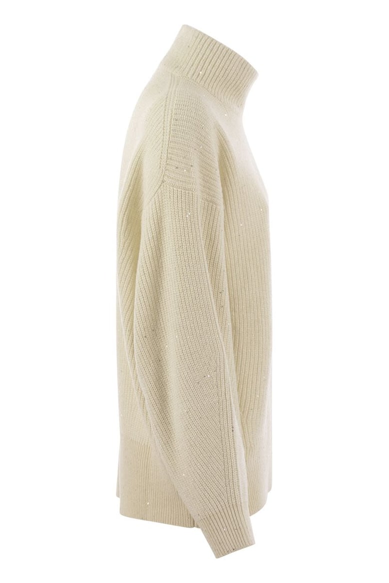 wool and cashmere rib sweater with sequins by Selfnex