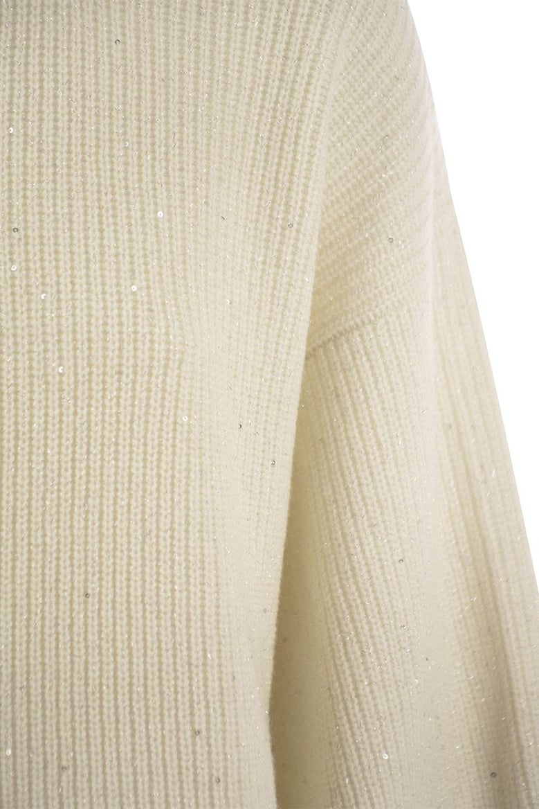wool and cashmere rib sweater with sequins by Selfnex