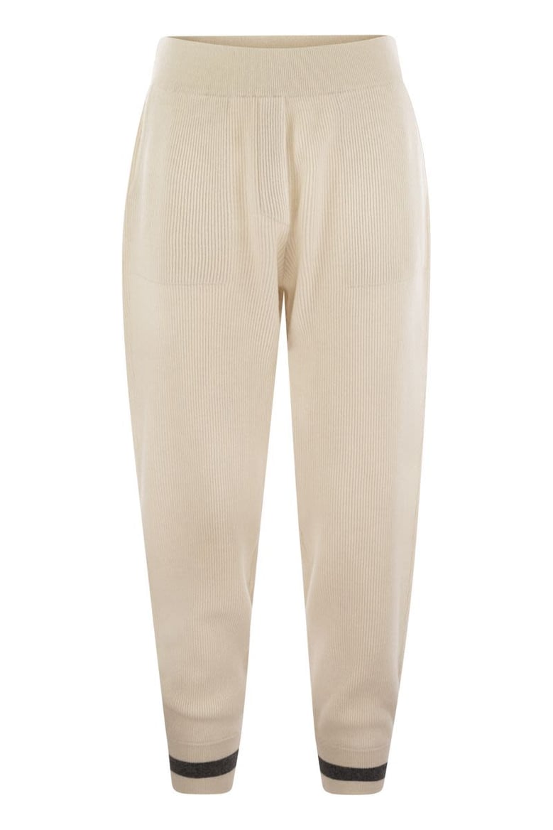 english rib cashmere knit trousers by Selfnex