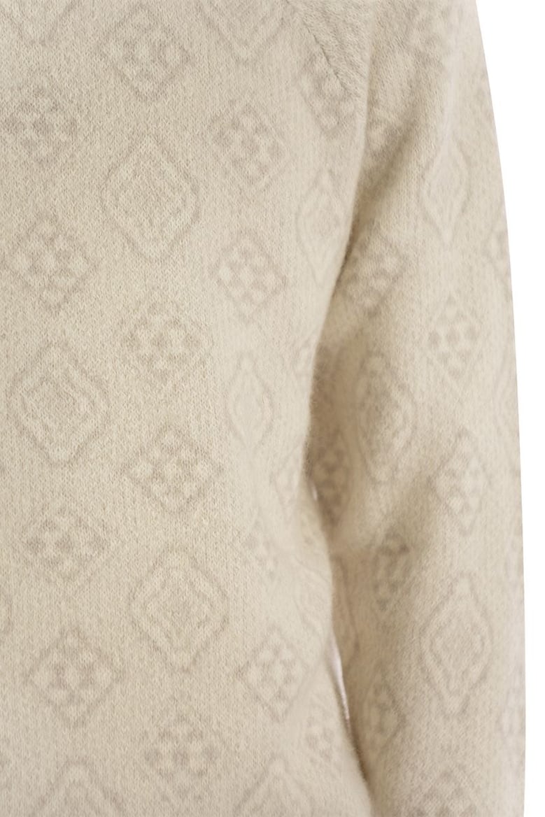 geometric jacquard turtleneck sweater in alpaca cotton and wool by Selfnex