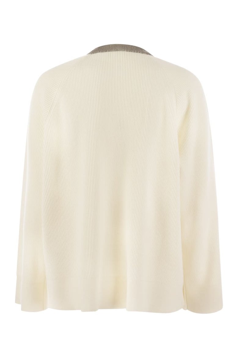 ribbed cashmere sweater with necklace by Selfnex