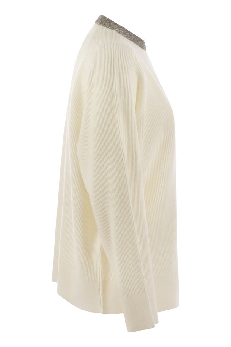 ribbed cashmere sweater with necklace by Selfnex