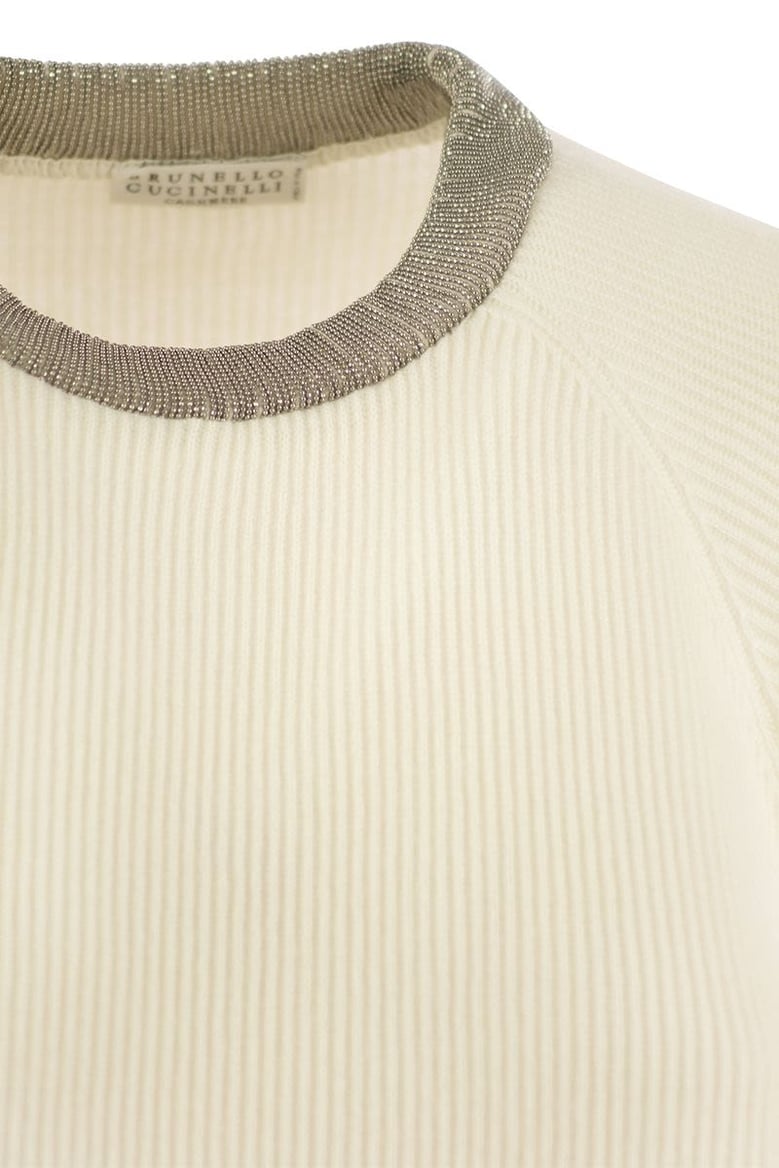 ribbed cashmere sweater with necklace by Selfnex