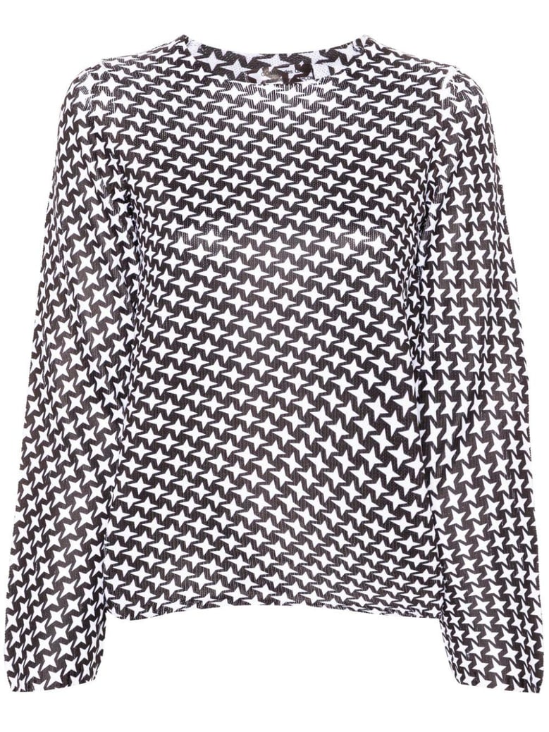 fine ribbed star print round neck top by Selfnex