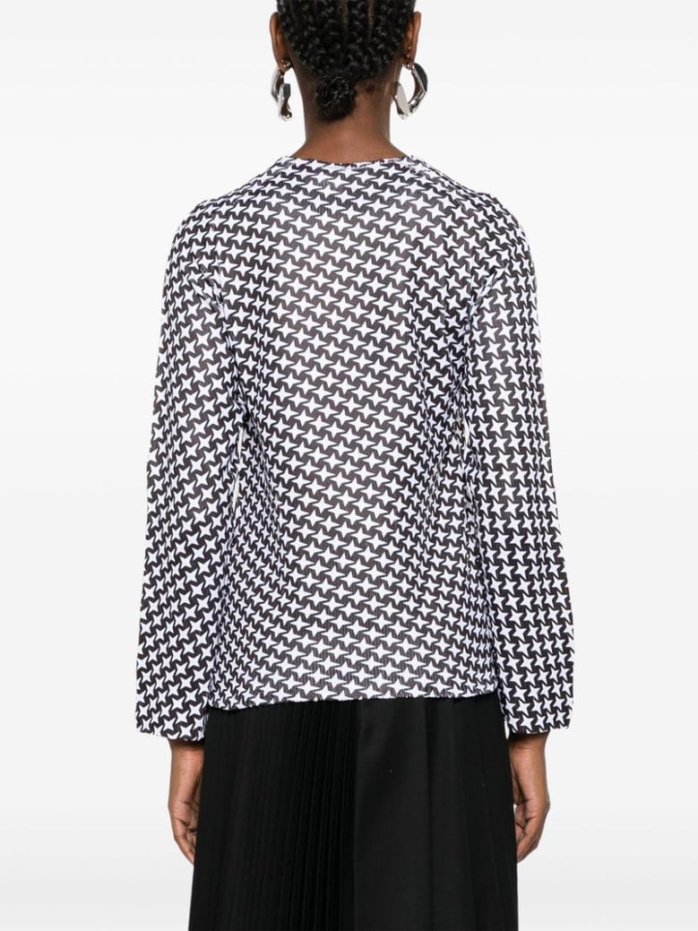 fine ribbed star print round neck top by Selfnex