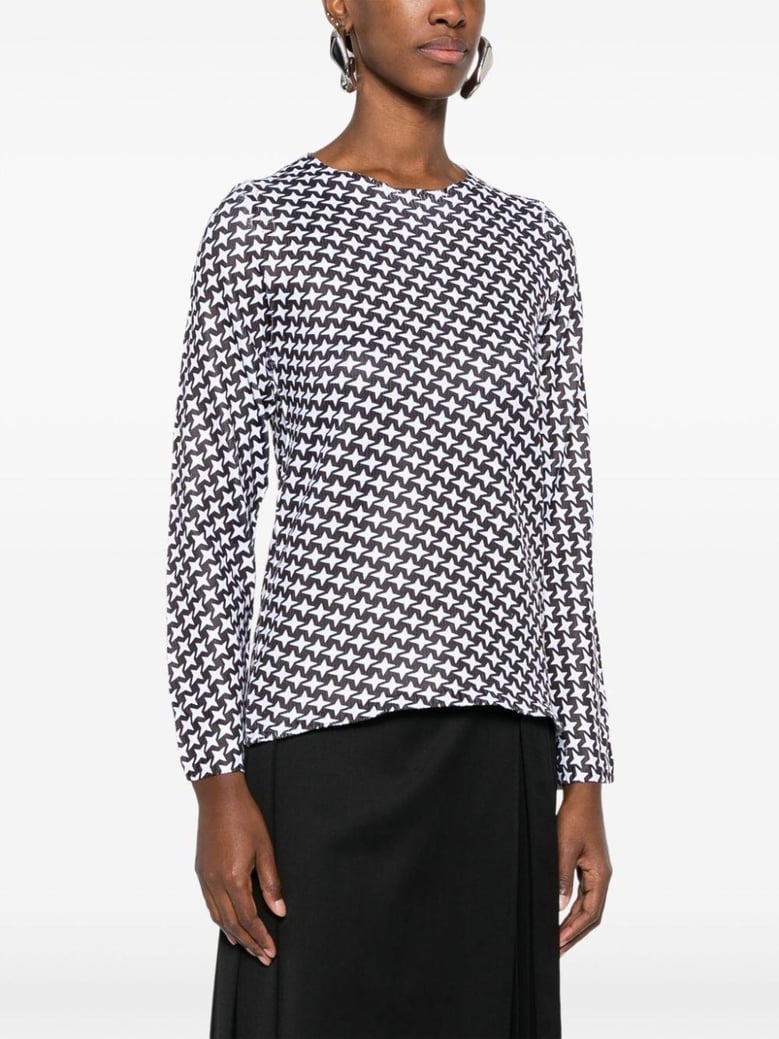 fine ribbed star print round neck top by Selfnex