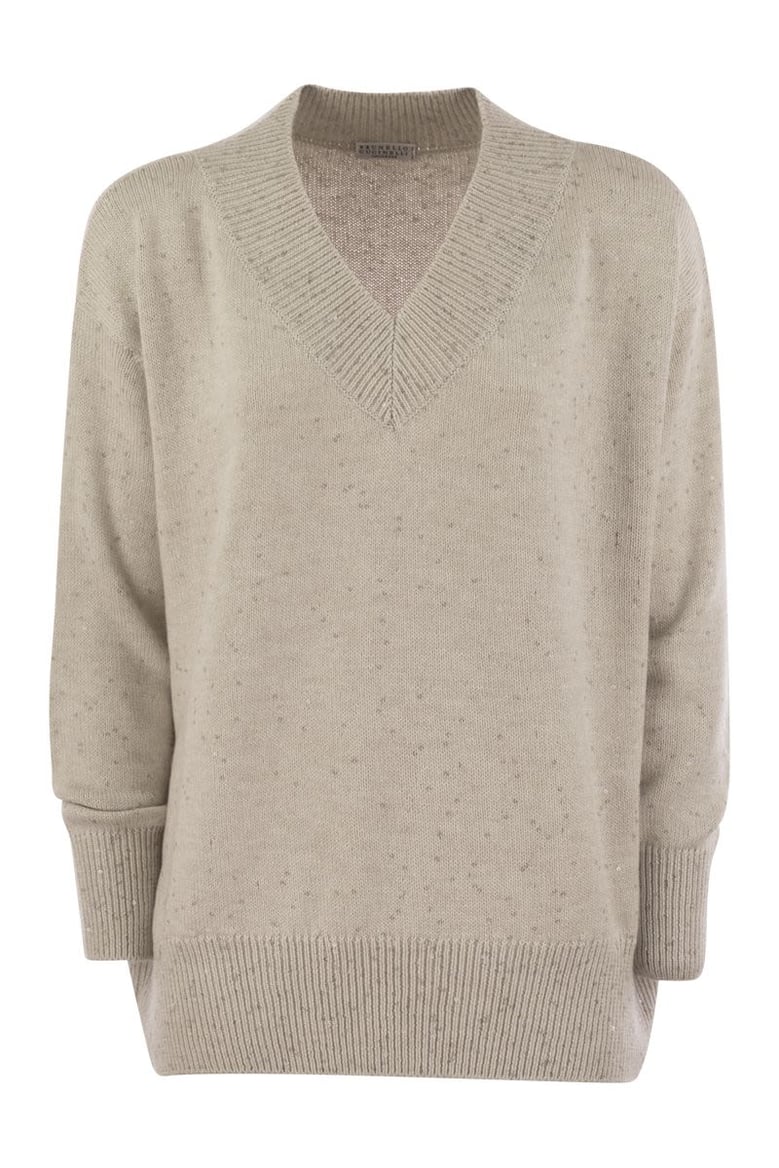 cashmere and silk sweater with micro sequins by Selfnex