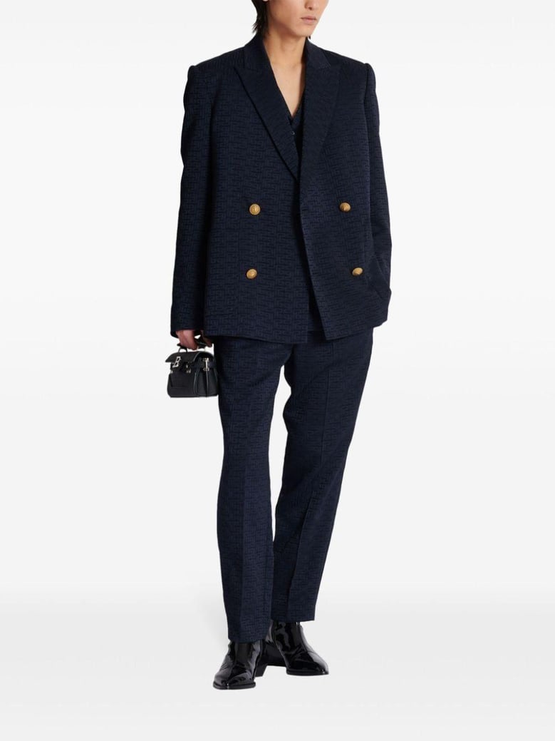 monogram satin jacquard 4 btn blazer by Selfnex