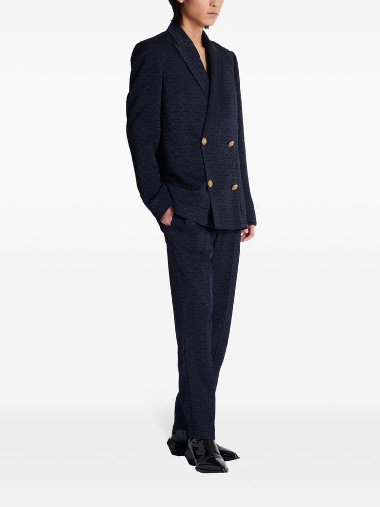 monogram satin jacquard 4 btn blazer by Selfnex