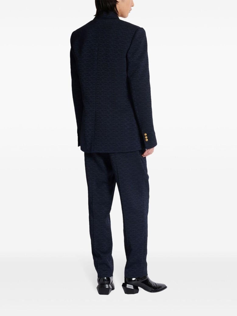 monogram satin jacquard 4 btn blazer by Selfnex