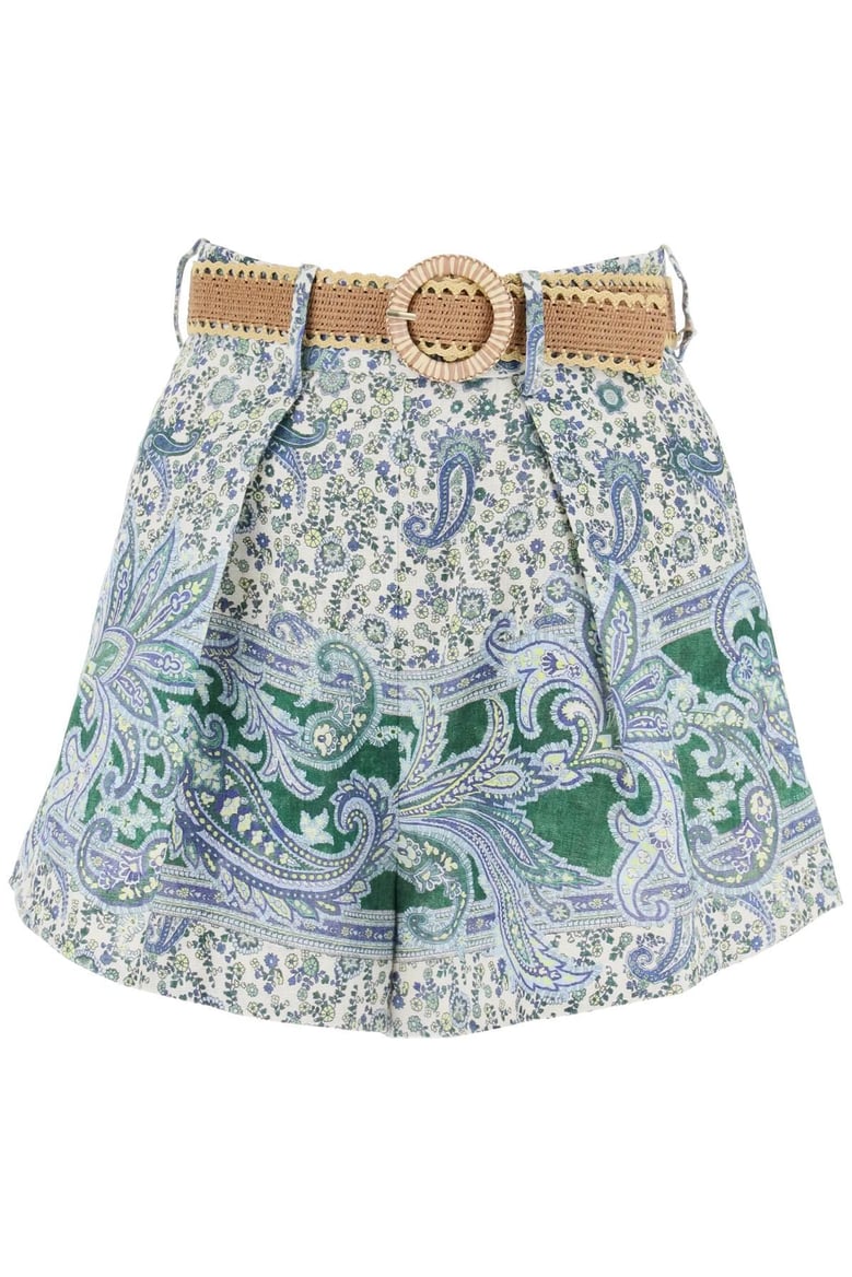 paisley print linen shorts by Selfnex