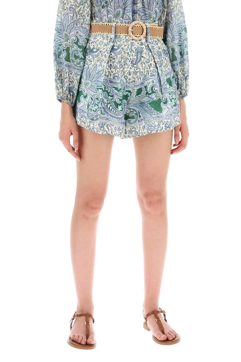 paisley print linen shorts by Selfnex