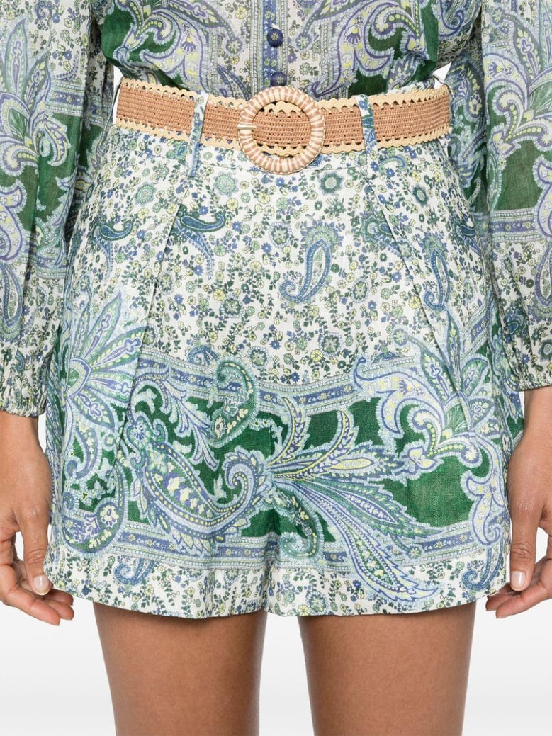 paisley print linen shorts by Selfnex