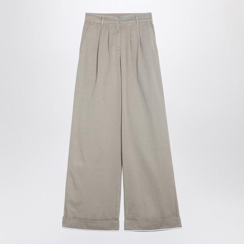 beige cotton wide trousers by Selfnex