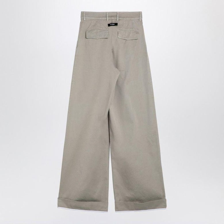 beige cotton wide trousers by Selfnex