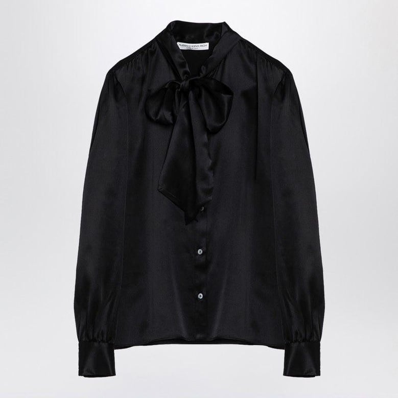 black silk shirt with bow by Selfnex