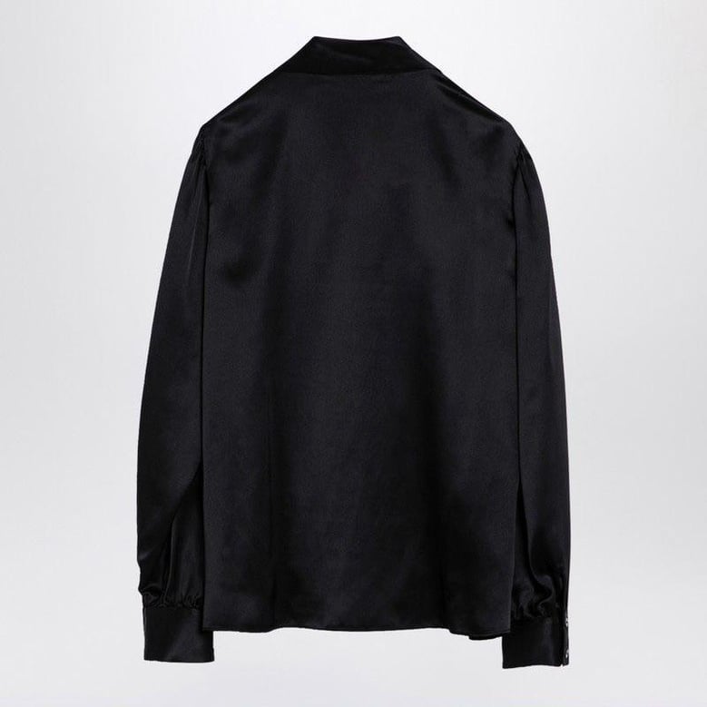 black silk shirt with bow by Selfnex