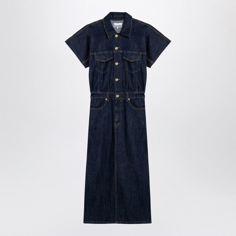 blue midi dress in organic denim by Selfnex