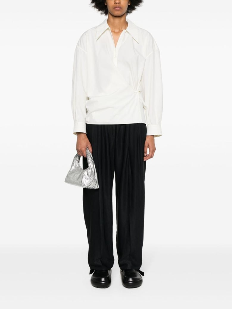 wool wide leg trousers by Selfnex