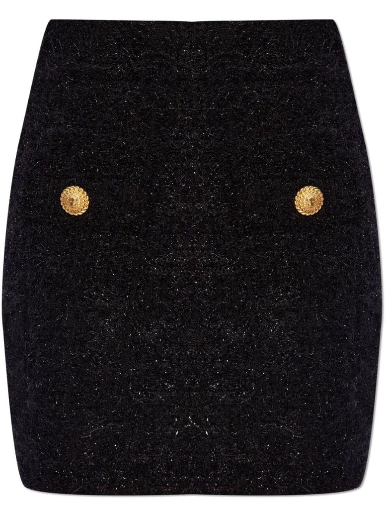 buttoned tweed skirt by Selfnex