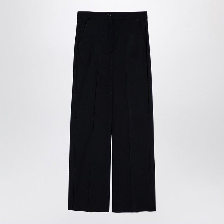 navy blue wool-blend trousers by Selfnex