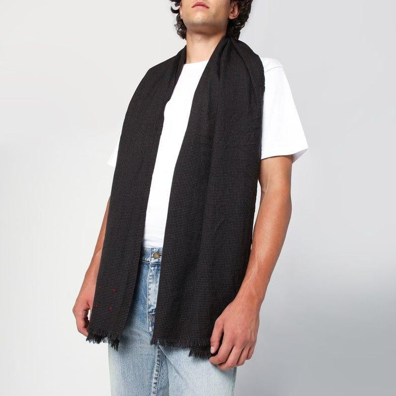 black/beige check wool scarf by Selfnex