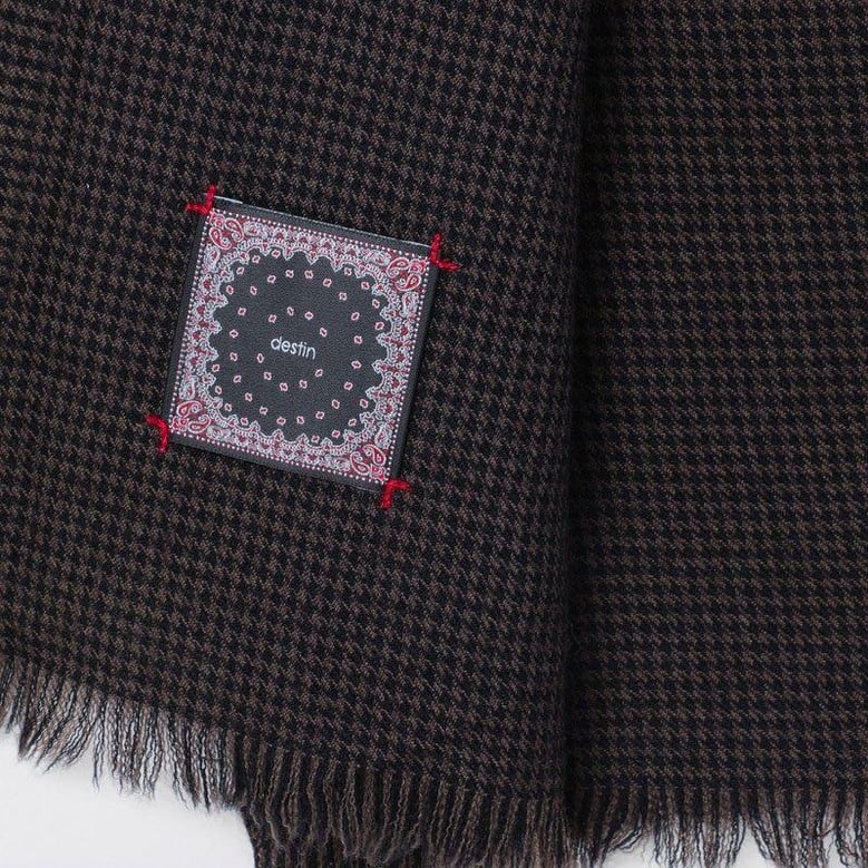 black/beige check wool scarf by Selfnex