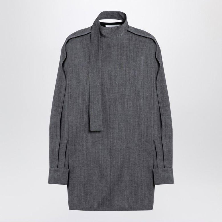 grey wool shirt with scarf by Selfnex