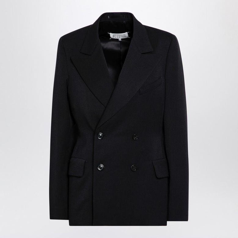 black double-breasted jacket in wool by Selfnex