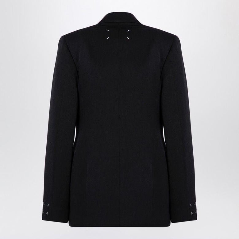 black double-breasted jacket in wool by Selfnex
