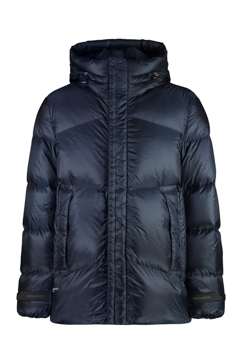 hooded nylon down jacket by Selfnex