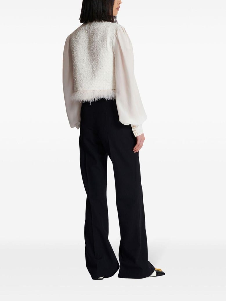 white lavalliere jacket with bow pocket by Selfnex