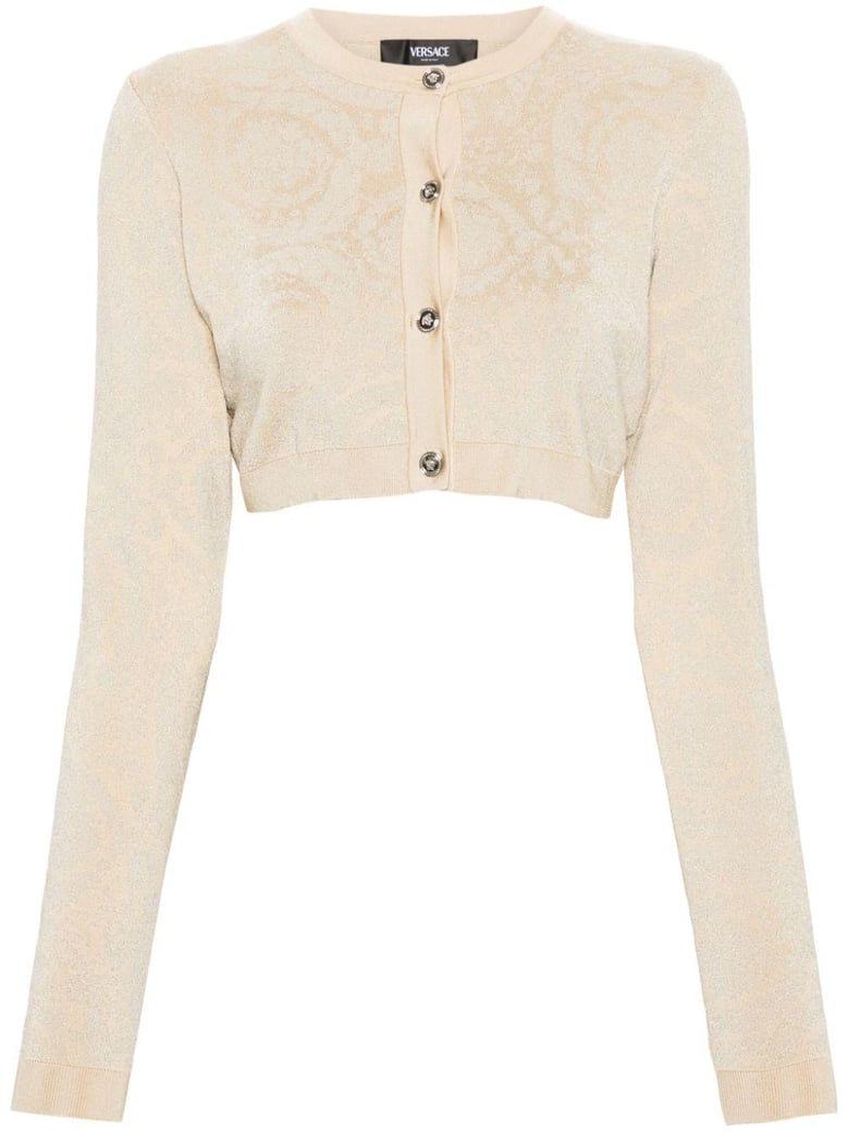 barocco texture cropped cardigan by Selfnex