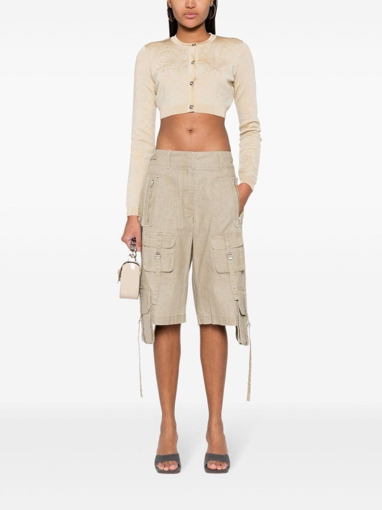 barocco texture cropped cardigan by Selfnex