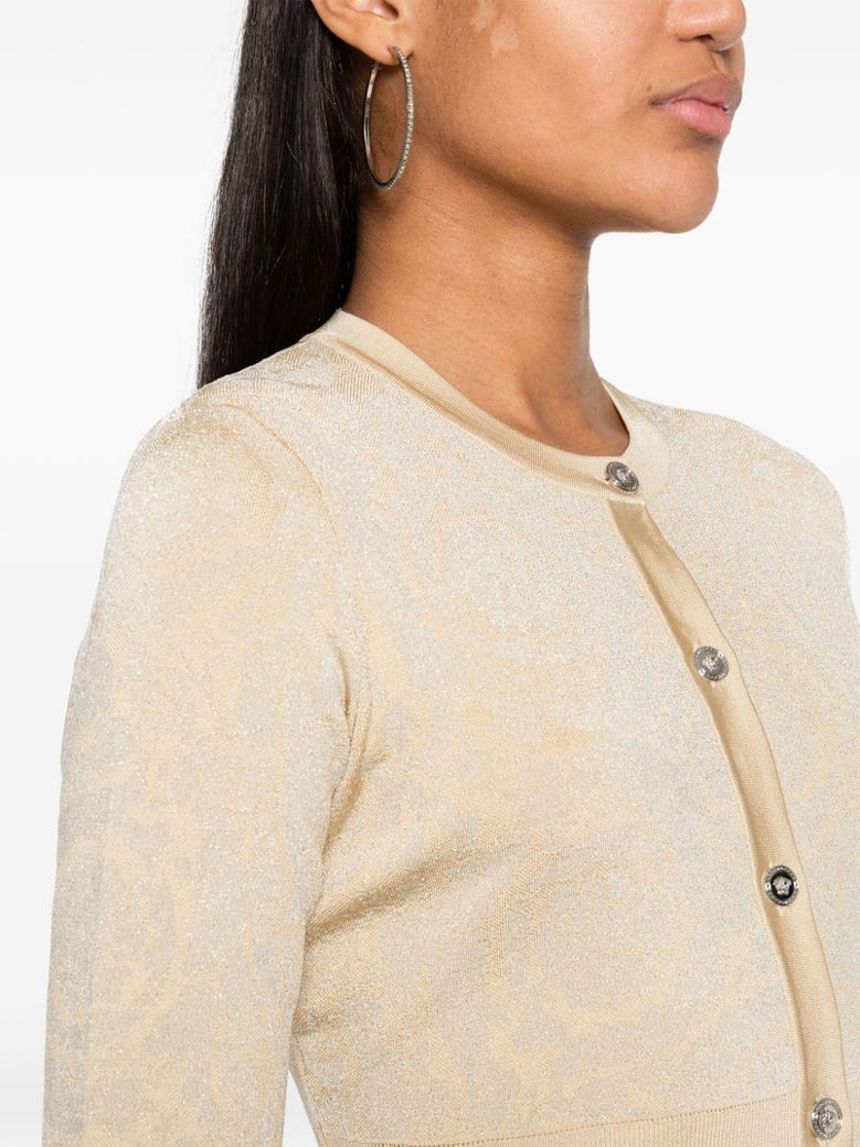 barocco texture cropped cardigan by Selfnex