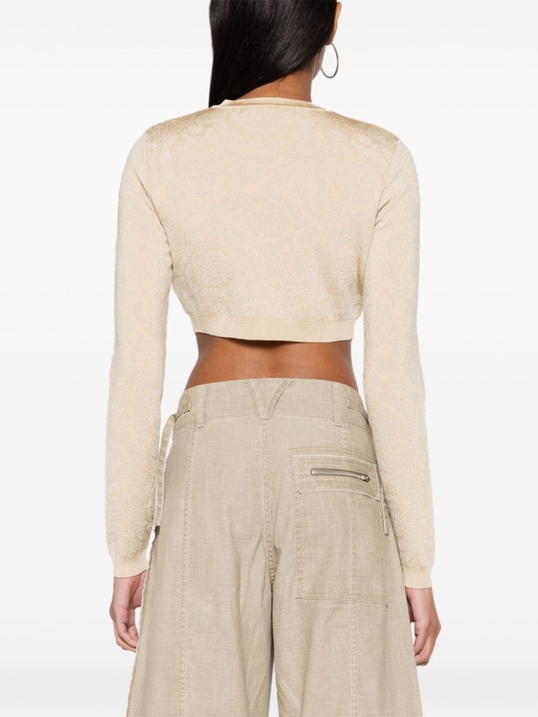 barocco texture cropped cardigan by Selfnex