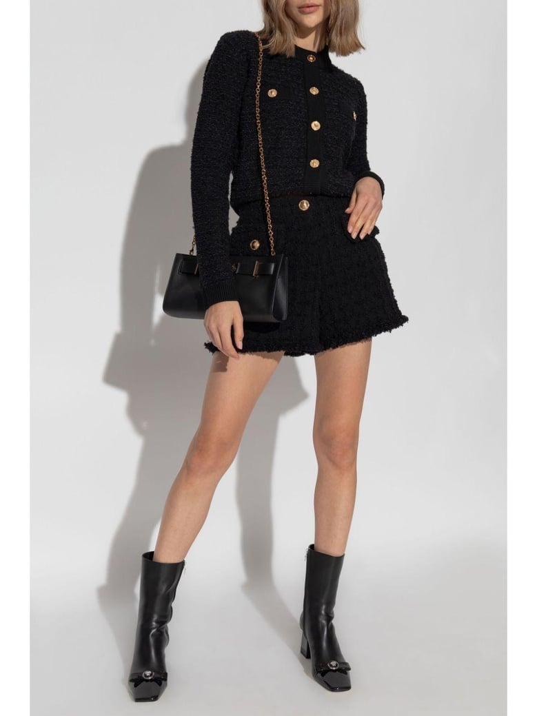 bouclé tweed shorts by Selfnex