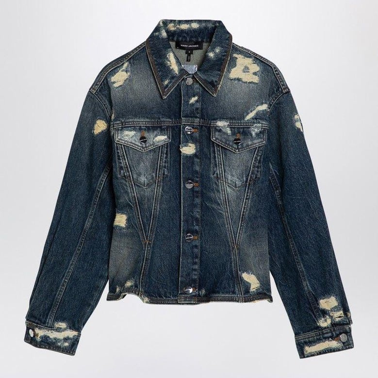 washed denim jacket with worn details by Selfnex