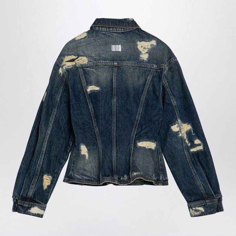 washed denim jacket with worn details by Selfnex