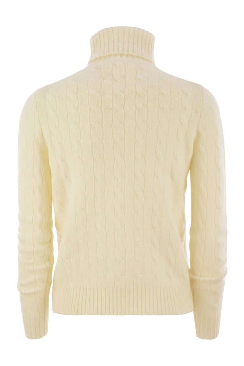 wool and cashmere cable-knit turtleneck sweater by Selfnex