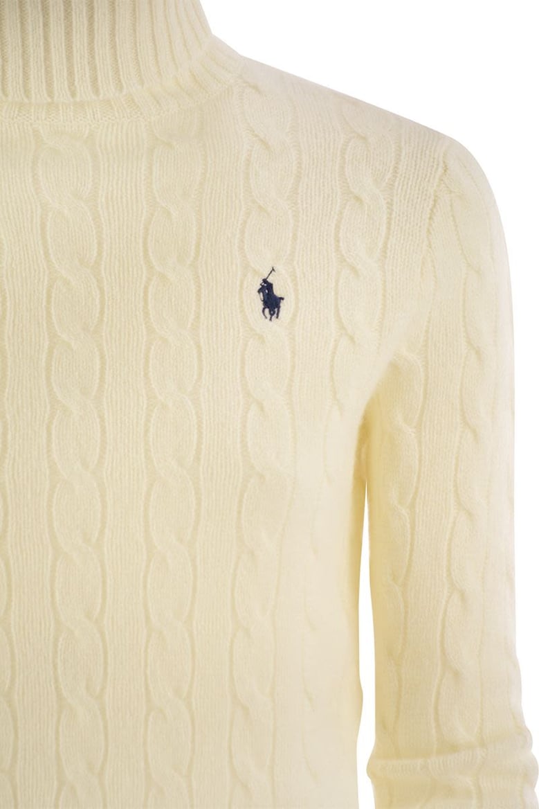 wool and cashmere cable-knit turtleneck sweater by Selfnex