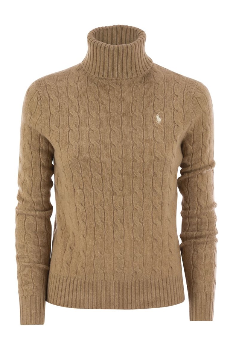 wool and cashmere cable-knit turtleneck sweater by Selfnex