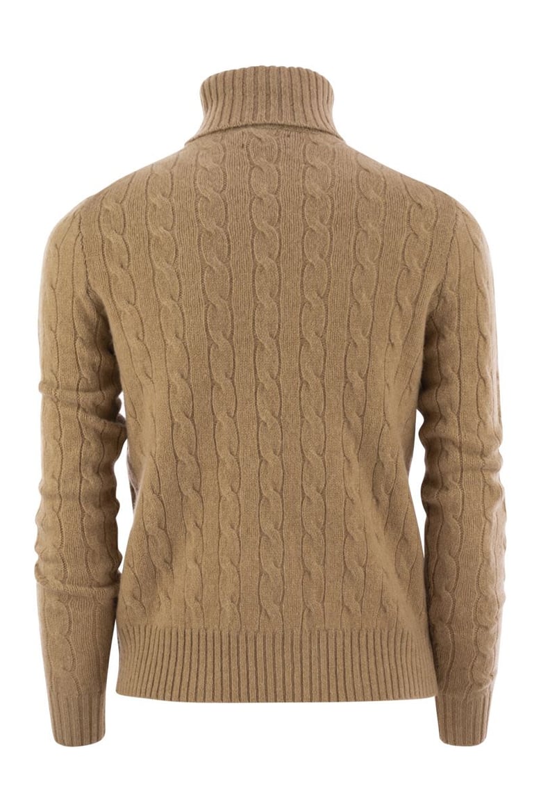 wool and cashmere cable-knit turtleneck sweater by Selfnex