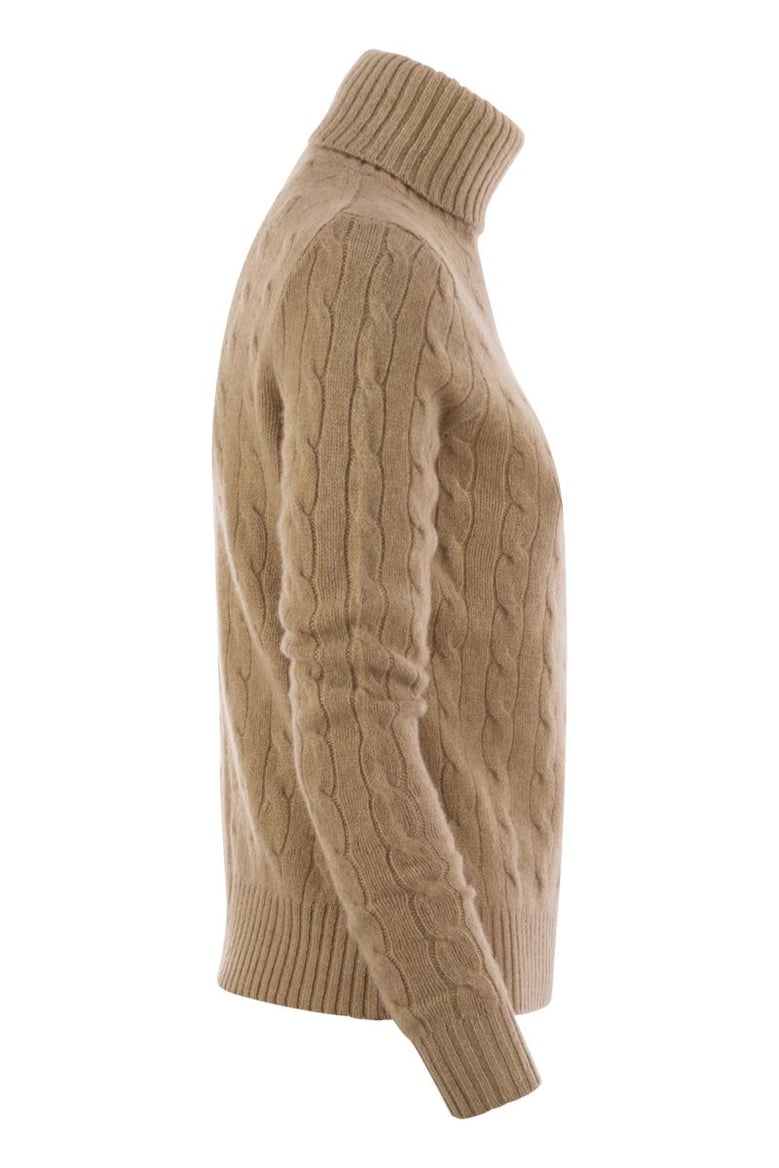 wool and cashmere cable-knit turtleneck sweater by Selfnex