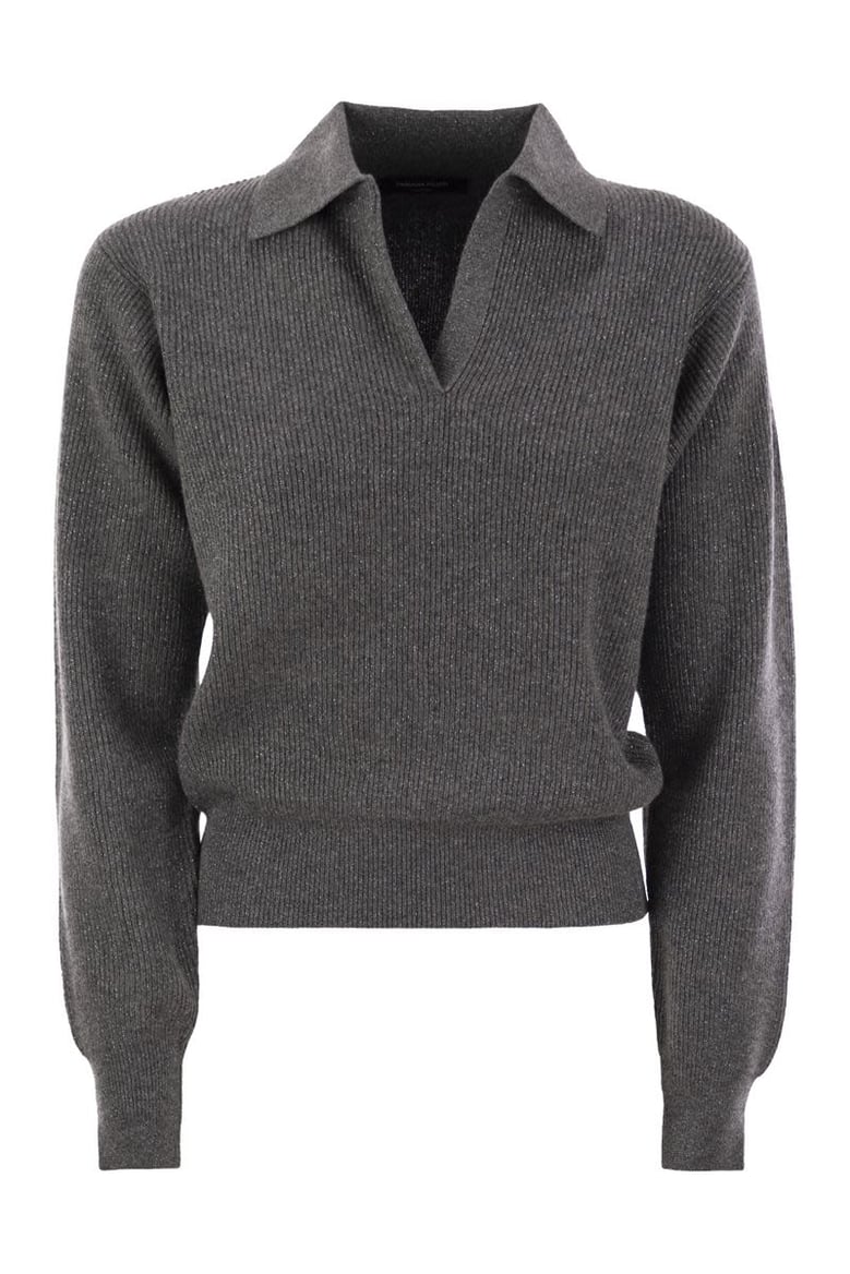 ribbed knit with polo neck by Selfnex