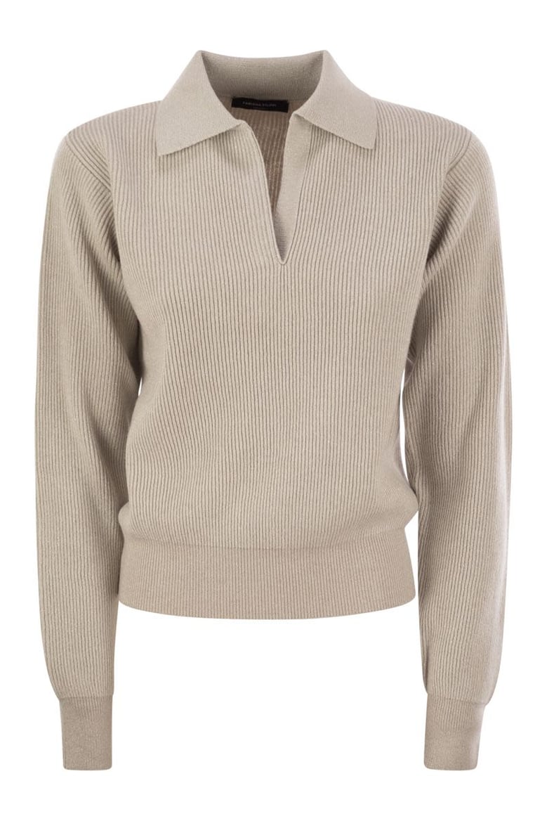 ribbed knit with polo neck by Selfnex